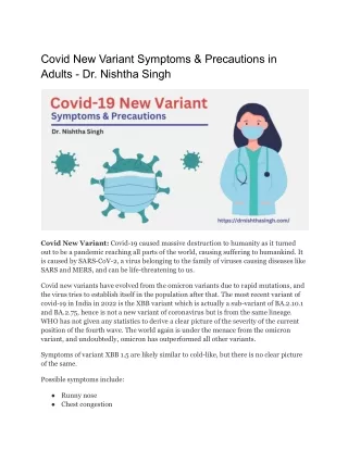 COVID-19 Symptoms & Precautions in Adults - Dr. Nishtha Singh