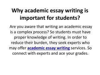 Why academic essay writing is important for students