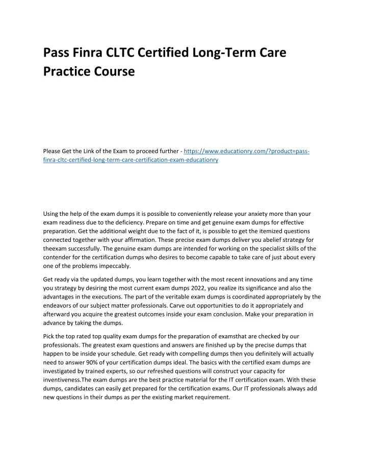 pass finra cltc certified long term care practice