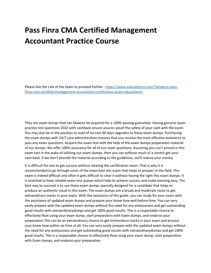 pass finra cma certified management accountant