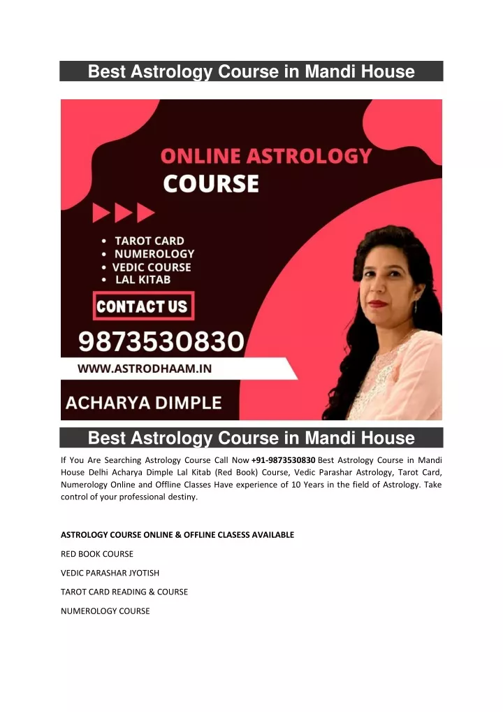 best astrology course in mandi house