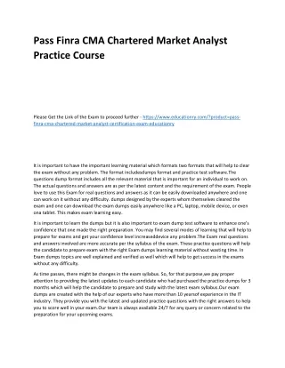 pass finra cma chartered market analyst practice