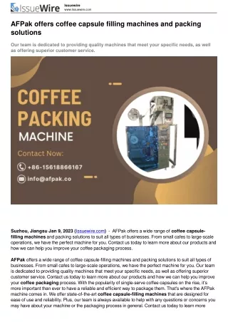 AFPak offers coffee capsule filling machines and packing solutions