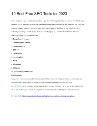 10 Best Free SEO Tools for 2023