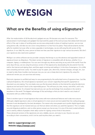 What are the Benefits of using eSignature