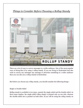 Things to Consider Before Choosing a Rollup Standy