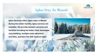 IGLOO STAY IN MANALI