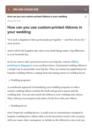 How can you use custom-printed ribbons in your wedding
