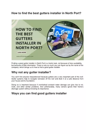 How to find the best gutters installer in North Port