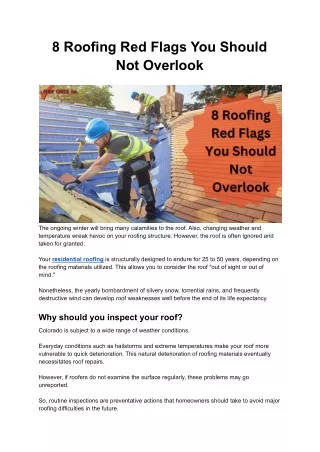 8 Roofing Red Flags You Should Not Overlook
