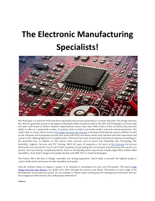 The Electronic Manufacturing Specialists!