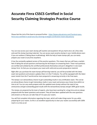 accurate finra csscs certified in social security