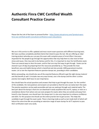 authentic finra cwc certified wealth consultant