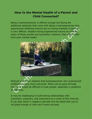 How Is the Mental Health of a Parent and Child Connected