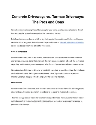 Concrete Driveways vs. Tarmac Driveways_ The Pros and Cons