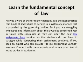 Learn the fundamental concept of  law