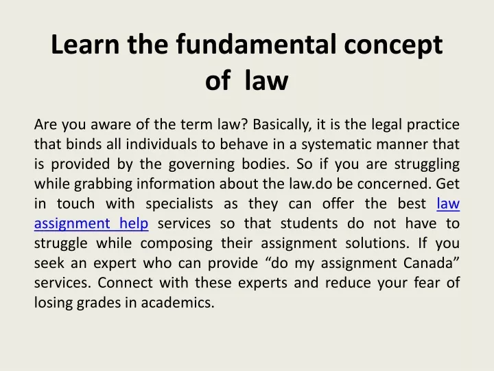 learn the fundamental concept of law