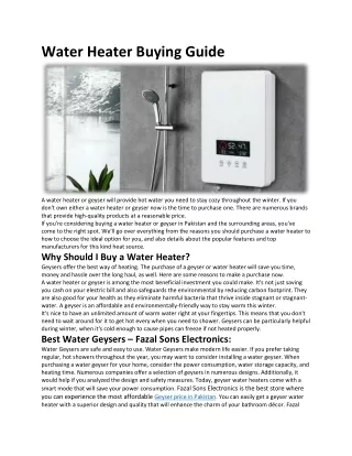 water heater buying guide