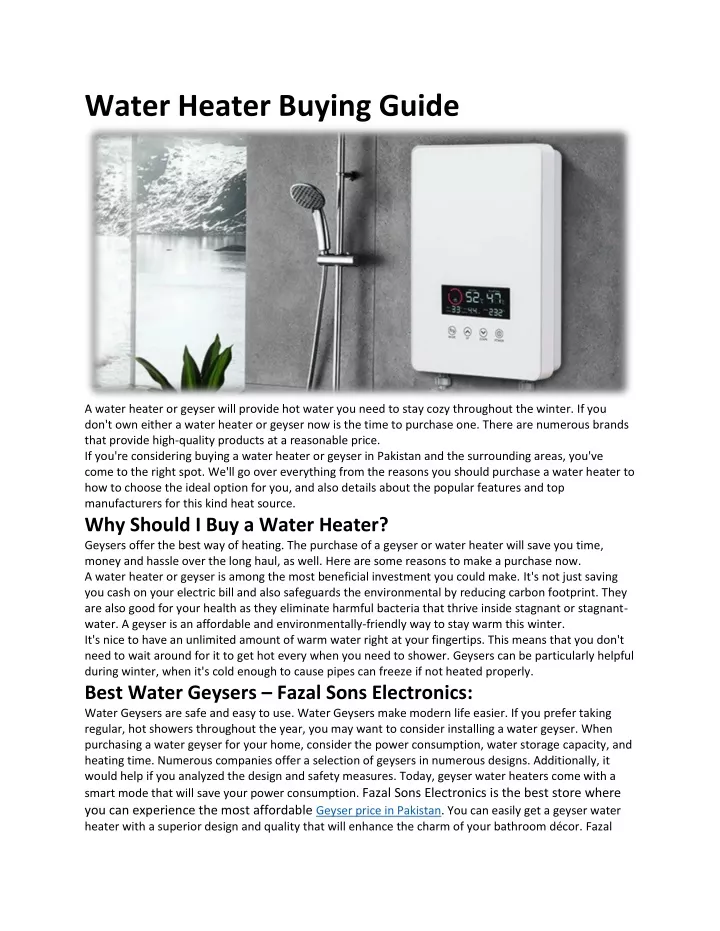 water heater buying guide