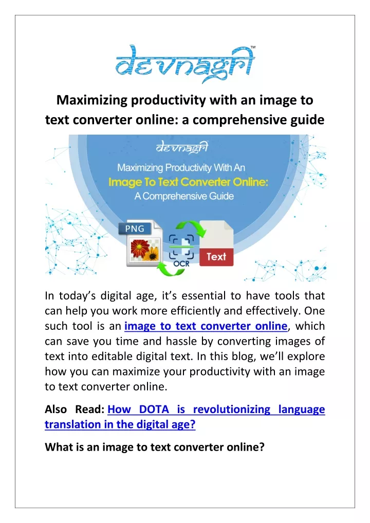 maximizing productivity with an image to text