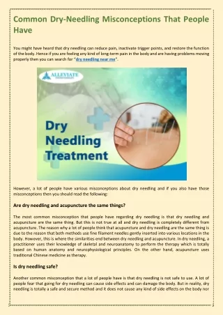 common dry needling misconceptions that people