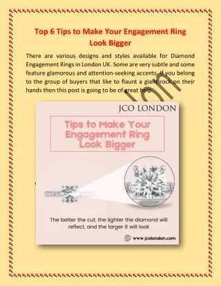 Top 6 Tips to Make Your Engagement Ring Look Bigger_JCO London