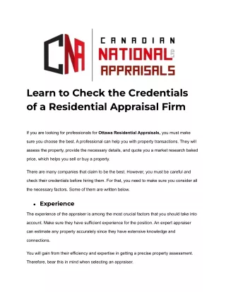 Learn to Check the Credentials of a Residential Appraisal Firm