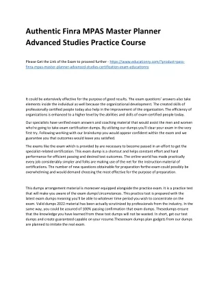 authentic finra mpas master planner advanced