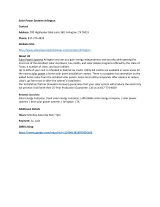 solar power systems arlington