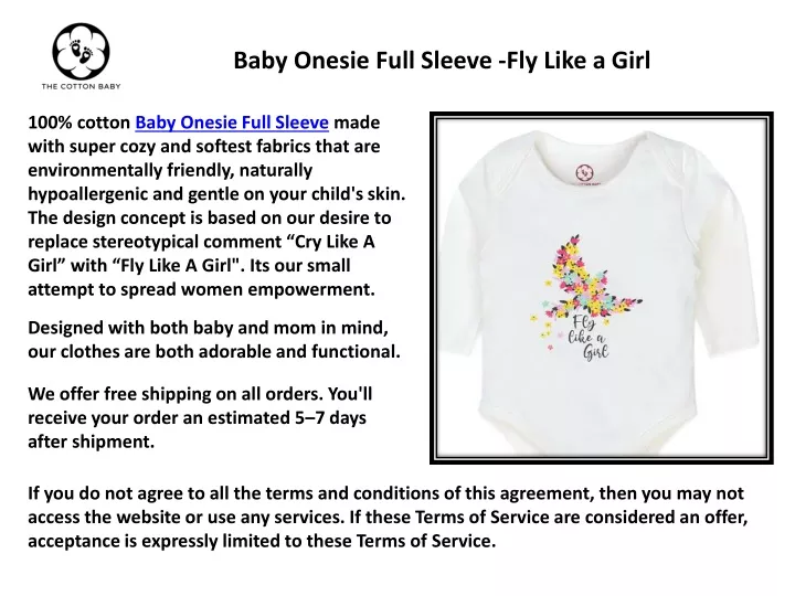 baby onesie full sleeve fly like a girl