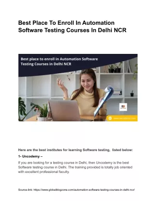 Best Place To Enroll In Automation Software Testing Courses In Delhi NCR - UNCODEMY