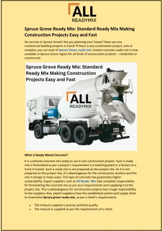 spruce grove ready mix standard ready mix making