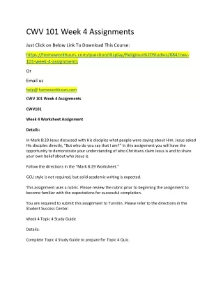 cwv 101 week 4 assignments