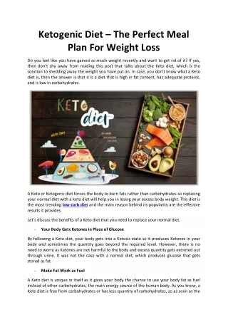Ketogenic Diet – The Perfect Meal Plan For Weight Loss - Dofeeze