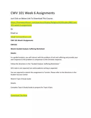 cwv 101 week 6 assignments