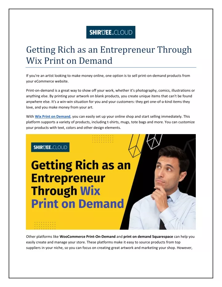getting rich as an entrepreneur through wix print