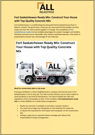 fort saskatchewan ready mix construct your house