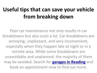 useful tips that can save your vehicle from breaking down