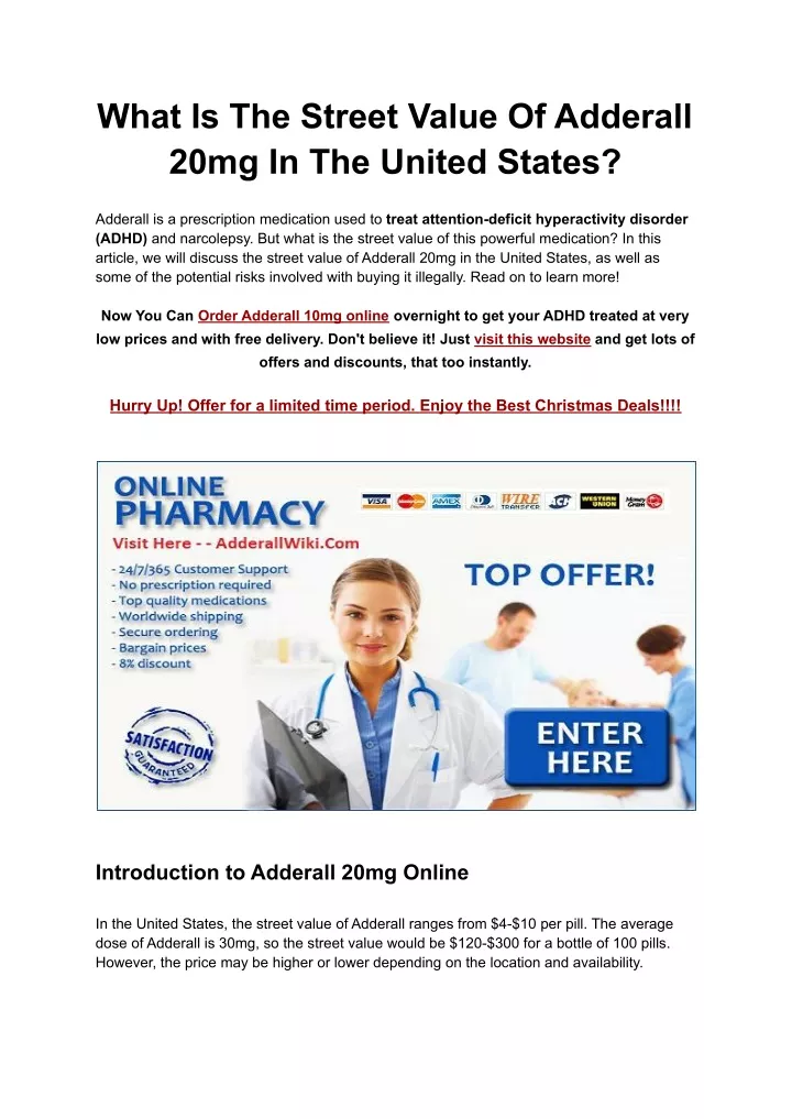 what is the street value of adderall 20mg