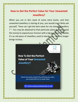 How to Get the Perfect Value for Your Unwanted Jewellery_SellYourDiamond