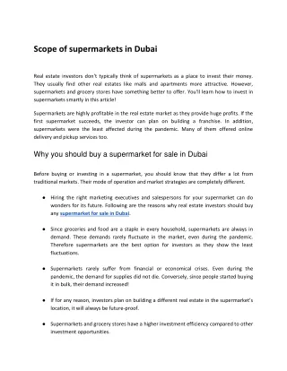 Scope of supermarkets in Dubai..