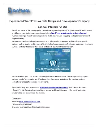 experienced wordpress website design