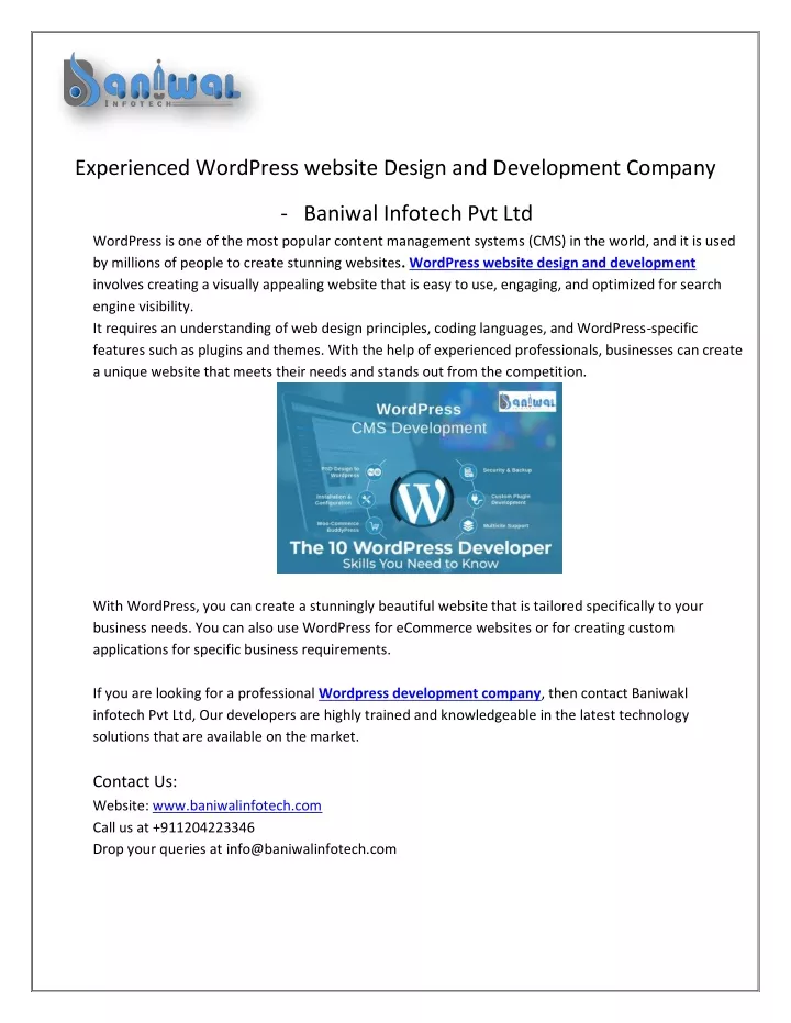 experienced wordpress website design