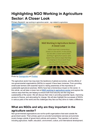 Highlighting NGO Working in Agriculture Sector_ A Closer Look