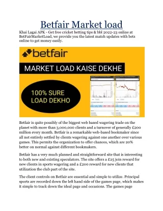 betfair market load khai lagai apk get free