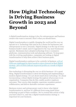 how digital technology is driving business growth