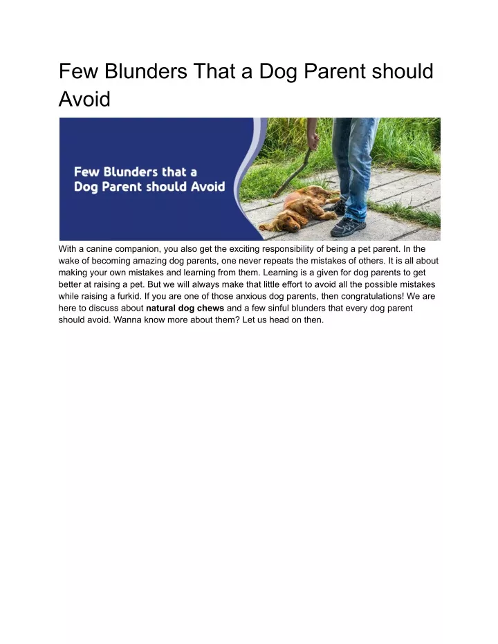 few blunders that a dog parent should avoid