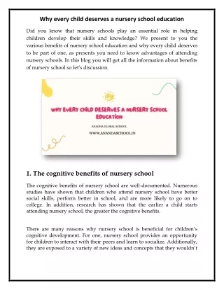 why every child deserves a nursery school