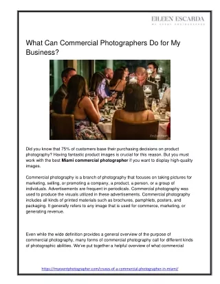 What Can Commercial Photographers Do for My Business?