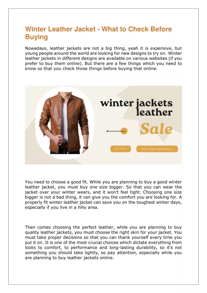 winter leather jacket what to check before buying